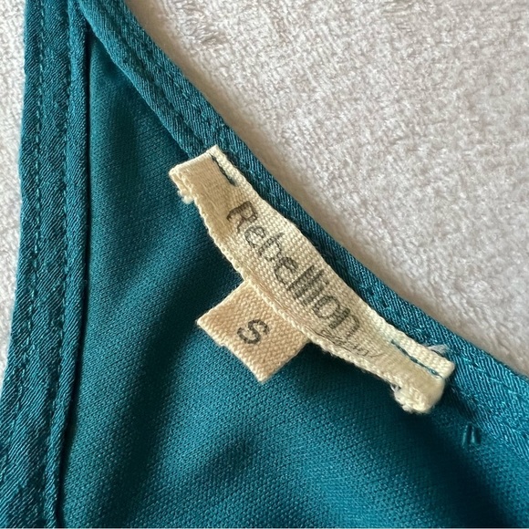 Women’s Embroidered Boho Mini Dress Teal Long Puff Sleeve - Picture 8 of 13